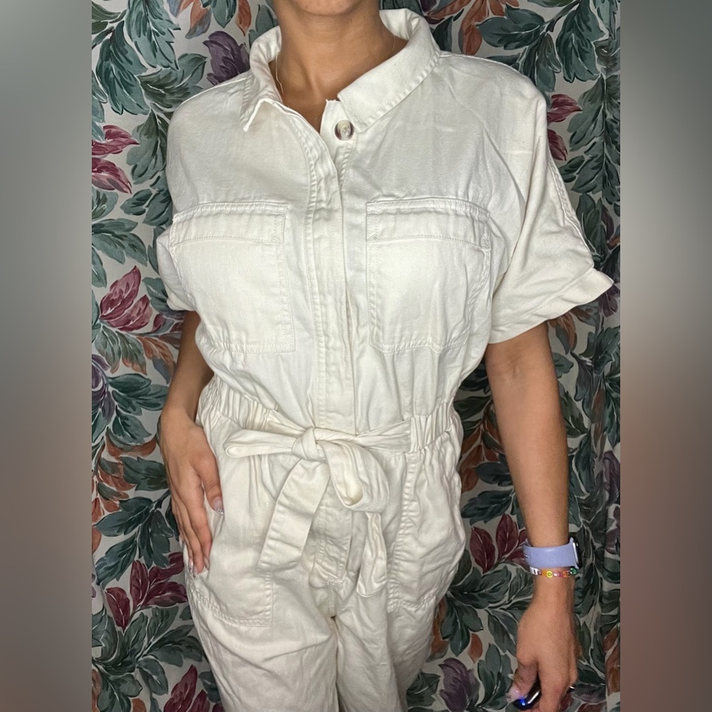 Biege Universal Thread Short Sleeve Button Down P… - image 2